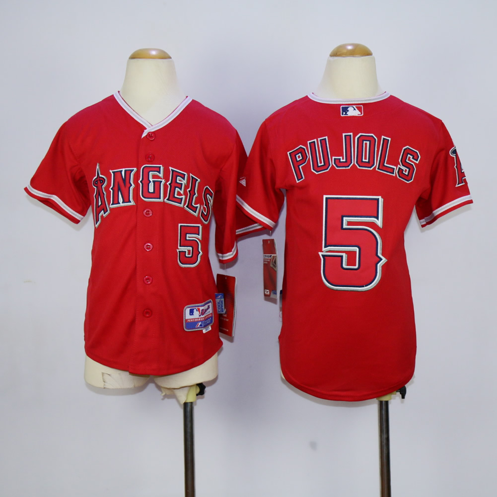 Youth Los Angeles Angels #5 Pujols Red MLB Jerseys->women mlb jersey->Women Jersey